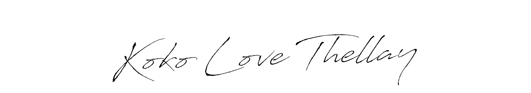 Similarly Antro_Vectra is the best handwritten signature design. Signature creator online .You can use it as an online autograph creator for name Koko Love Thellay. Koko Love Thellay signature style 6 images and pictures png