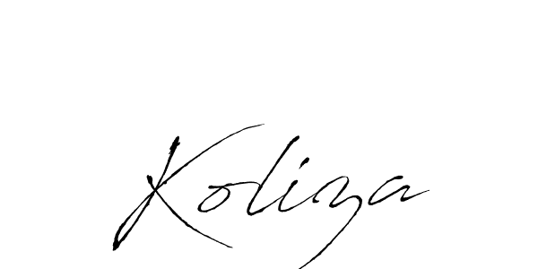 Design your own signature with our free online signature maker. With this signature software, you can create a handwritten (Antro_Vectra) signature for name Koliza. Koliza signature style 6 images and pictures png