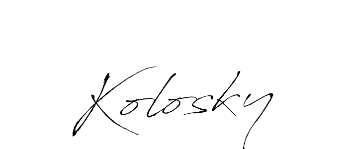 Similarly Antro_Vectra is the best handwritten signature design. Signature creator online .You can use it as an online autograph creator for name Kolosky. Kolosky signature style 6 images and pictures png