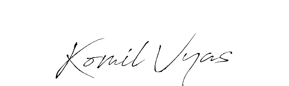 Make a beautiful signature design for name Komil Vyas. With this signature (Antro_Vectra) style, you can create a handwritten signature for free. Komil Vyas signature style 6 images and pictures png