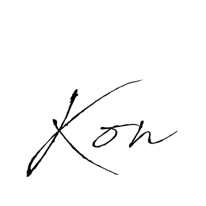 Use a signature maker to create a handwritten signature online. With this signature software, you can design (Antro_Vectra) your own signature for name Kon. Kon signature style 6 images and pictures png