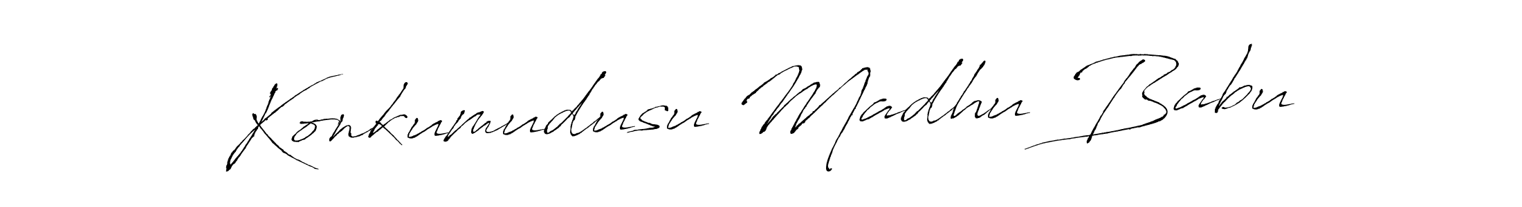 Create a beautiful signature design for name Konkumudusu Madhu Babu. With this signature (Antro_Vectra) fonts, you can make a handwritten signature for free. Konkumudusu Madhu Babu signature style 6 images and pictures png