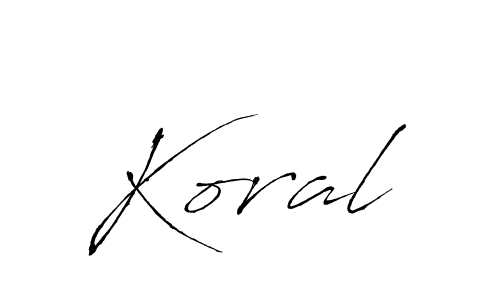 Make a beautiful signature design for name Koral. With this signature (Antro_Vectra) style, you can create a handwritten signature for free. Koral signature style 6 images and pictures png