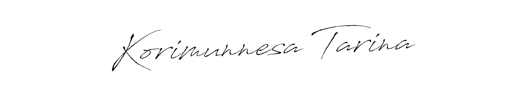 Antro_Vectra is a professional signature style that is perfect for those who want to add a touch of class to their signature. It is also a great choice for those who want to make their signature more unique. Get Korimunnesa Tarina name to fancy signature for free. Korimunnesa Tarina signature style 6 images and pictures png