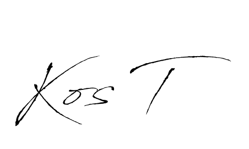 How to make Kos T signature? Antro_Vectra is a professional autograph style. Create handwritten signature for Kos T name. Kos T signature style 6 images and pictures png