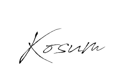 Use a signature maker to create a handwritten signature online. With this signature software, you can design (Antro_Vectra) your own signature for name Kosum. Kosum signature style 6 images and pictures png