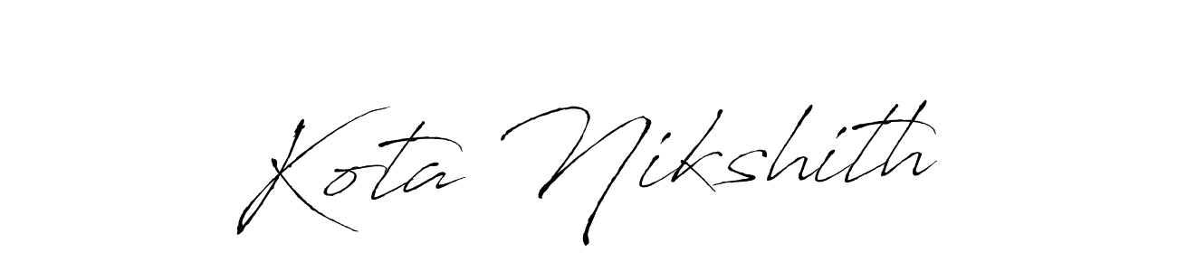 if you are searching for the best signature style for your name Kota Nikshith. so please give up your signature search. here we have designed multiple signature styles  using Antro_Vectra. Kota Nikshith signature style 6 images and pictures png