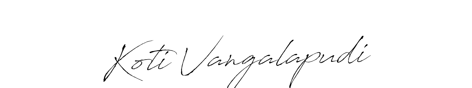Create a beautiful signature design for name Koti Vangalapudi. With this signature (Antro_Vectra) fonts, you can make a handwritten signature for free. Koti Vangalapudi signature style 6 images and pictures png