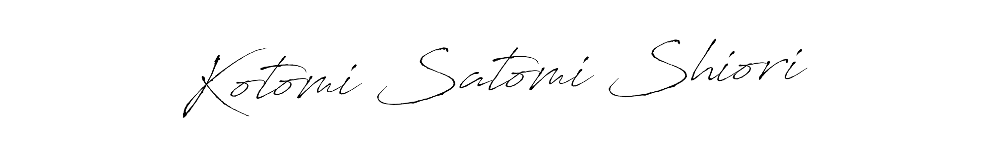 Make a beautiful signature design for name Kotomi Satomi Shiori. With this signature (Antro_Vectra) style, you can create a handwritten signature for free. Kotomi Satomi Shiori signature style 6 images and pictures png