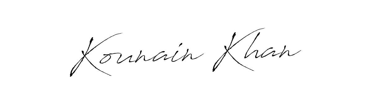 Design your own signature with our free online signature maker. With this signature software, you can create a handwritten (Antro_Vectra) signature for name Kounain Khan. Kounain Khan signature style 6 images and pictures png