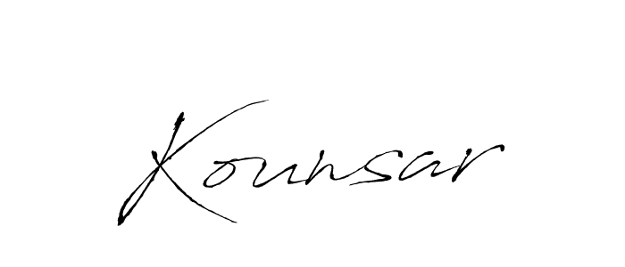 It looks lik you need a new signature style for name Kounsar. Design unique handwritten (Antro_Vectra) signature with our free signature maker in just a few clicks. Kounsar signature style 6 images and pictures png