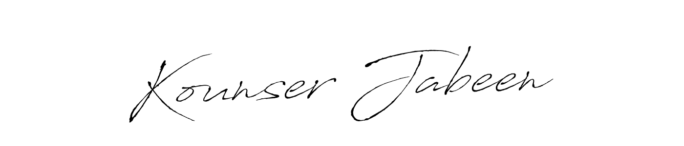 Design your own signature with our free online signature maker. With this signature software, you can create a handwritten (Antro_Vectra) signature for name Kounser Jabeen. Kounser Jabeen signature style 6 images and pictures png