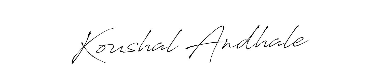 The best way (Antro_Vectra) to make a short signature is to pick only two or three words in your name. The name Koushal Andhale include a total of six letters. For converting this name. Koushal Andhale signature style 6 images and pictures png