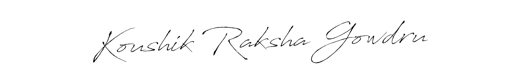 Antro_Vectra is a professional signature style that is perfect for those who want to add a touch of class to their signature. It is also a great choice for those who want to make their signature more unique. Get Koushik Raksha Gowdru name to fancy signature for free. Koushik Raksha Gowdru signature style 6 images and pictures png