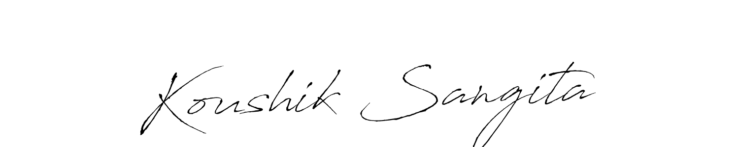 if you are searching for the best signature style for your name Koushik Sangita. so please give up your signature search. here we have designed multiple signature styles  using Antro_Vectra. Koushik Sangita signature style 6 images and pictures png