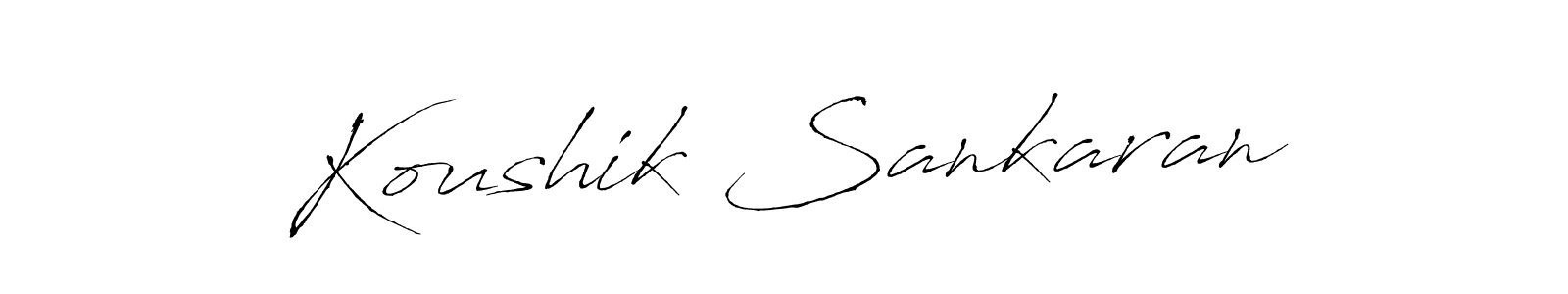 This is the best signature style for the Koushik Sankaran name. Also you like these signature font (Antro_Vectra). Mix name signature. Koushik Sankaran signature style 6 images and pictures png