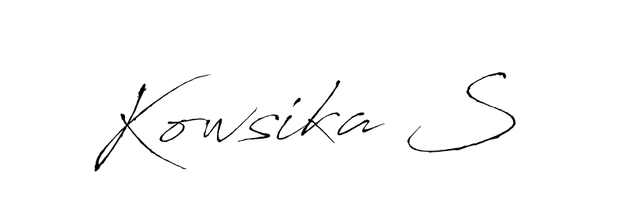 How to make Kowsika S name signature. Use Antro_Vectra style for creating short signs online. This is the latest handwritten sign. Kowsika S signature style 6 images and pictures png