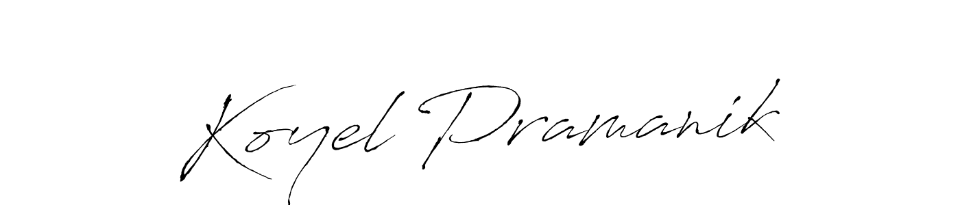 How to make Koyel Pramanik name signature. Use Antro_Vectra style for creating short signs online. This is the latest handwritten sign. Koyel Pramanik signature style 6 images and pictures png