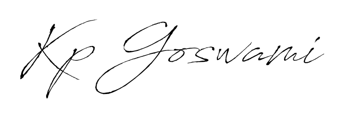 A modern signature idea for name Kp Goswami using Antro_Vectra font. Clean strokes and elegant curves make it stand out instantly. Kp Goswami signature style 6 images and pictures png
