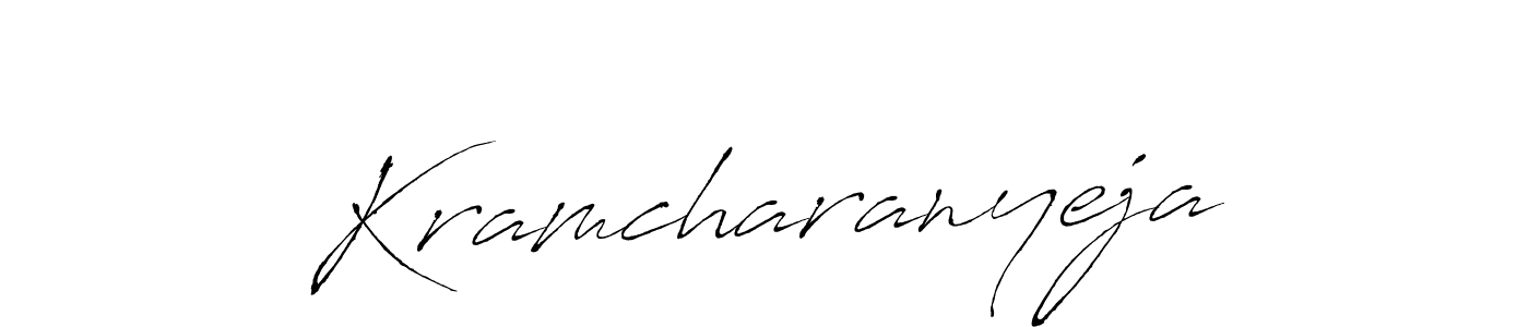 How to make Kramcharanyeja name signature. Use Antro_Vectra style for creating short signs online. This is the latest handwritten sign. Kramcharanyeja signature style 6 images and pictures png