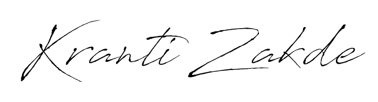 Discover how Kranti Zakde looks in an executive cursive font (Antro_Vectra). Perfect for legal documents, invoices, and certificates. Kranti Zakde signature style 6 images and pictures png
