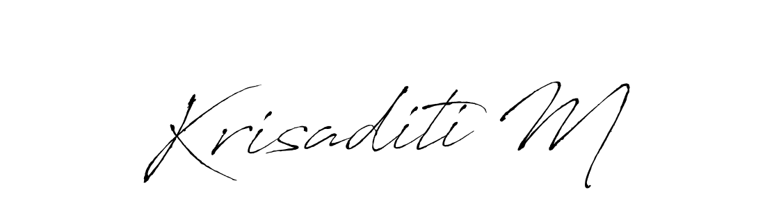 The best way (Antro_Vectra) to make a short signature is to pick only two or three words in your name. The name Krisaditi M include a total of six letters. For converting this name. Krisaditi M signature style 6 images and pictures png