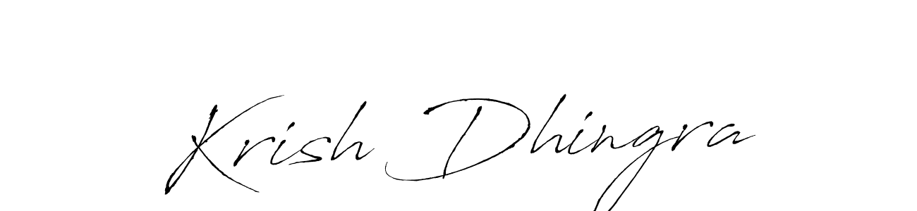 How to make Krish Dhingra name signature. Use Antro_Vectra style for creating short signs online. This is the latest handwritten sign. Krish Dhingra signature style 6 images and pictures png