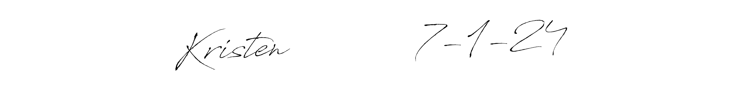 How to make Kristen            7-1-24 name signature. Use Antro_Vectra style for creating short signs online. This is the latest handwritten sign. Kristen            7-1-24 signature style 6 images and pictures png