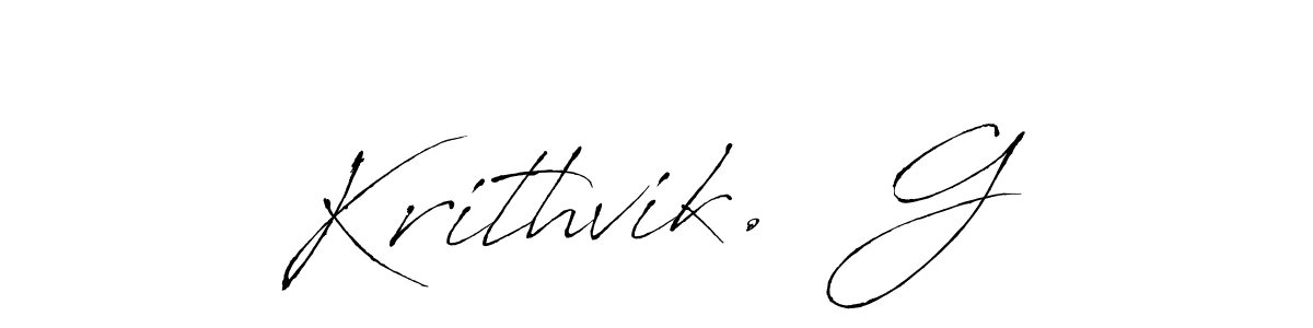 The best way (Antro_Vectra) to make a short signature is to pick only two or three words in your name. The name Krithvik.  G include a total of six letters. For converting this name. Krithvik.  G signature style 6 images and pictures png