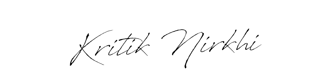 Antro_Vectra is a professional signature style that is perfect for those who want to add a touch of class to their signature. It is also a great choice for those who want to make their signature more unique. Get Kritik Nirkhi name to fancy signature for free. Kritik Nirkhi signature style 6 images and pictures png