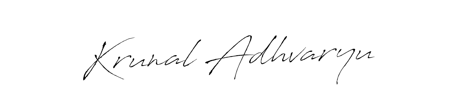 Also You can easily find your signature by using the search form. We will create Krunal Adhvaryu name handwritten signature images for you free of cost using Antro_Vectra sign style. Krunal Adhvaryu signature style 6 images and pictures png