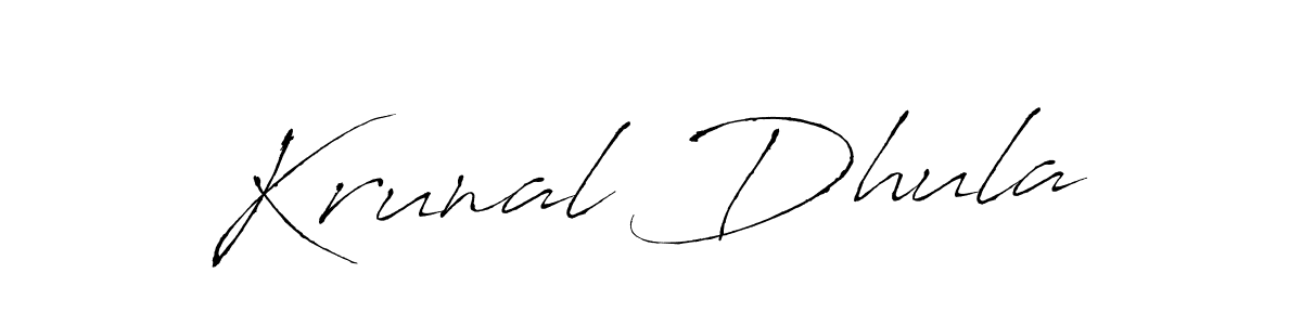 Antro_Vectra is a professional signature style that is perfect for those who want to add a touch of class to their signature. It is also a great choice for those who want to make their signature more unique. Get Krunal Dhula name to fancy signature for free. Krunal Dhula signature style 6 images and pictures png