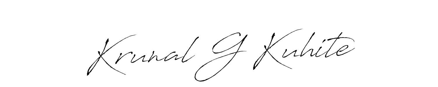 Antro_Vectra is a professional signature style that is perfect for those who want to add a touch of class to their signature. It is also a great choice for those who want to make their signature more unique. Get Krunal G Kuhite name to fancy signature for free. Krunal G Kuhite signature style 6 images and pictures png