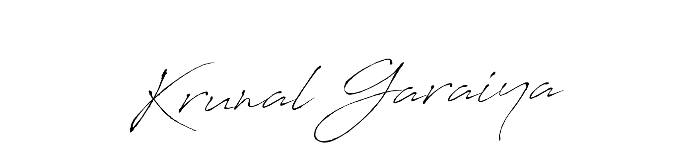 How to make Krunal Garaiya signature? Antro_Vectra is a professional autograph style. Create handwritten signature for Krunal Garaiya name. Krunal Garaiya signature style 6 images and pictures png