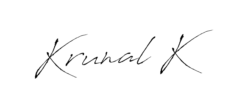 Similarly Antro_Vectra is the best handwritten signature design. Signature creator online .You can use it as an online autograph creator for name Krunal K. Krunal K signature style 6 images and pictures png