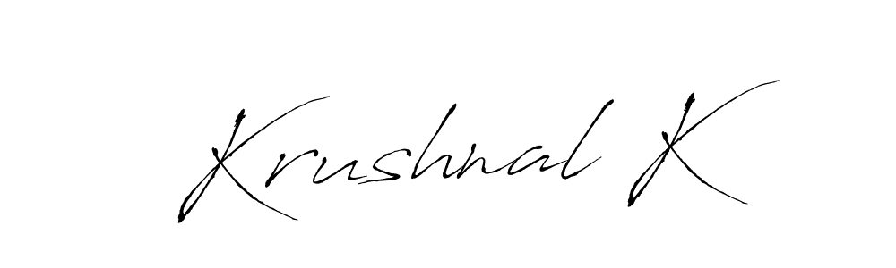 Make a beautiful signature design for name Krushnal K. With this signature (Antro_Vectra) style, you can create a handwritten signature for free. Krushnal K signature style 6 images and pictures png