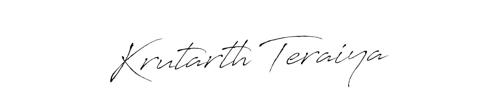 You can use this online signature creator to create a handwritten signature for the name Krutarth Teraiya. This is the best online autograph maker. Krutarth Teraiya signature style 6 images and pictures png