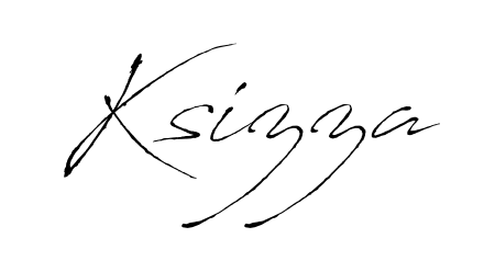 The Antro_Vectra typeface gives name Ksizza a refined look. Suitable for certificates, diplomas, and official verification. Ksizza signature style 6 images and pictures png