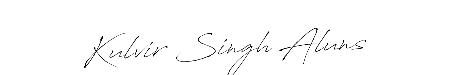 if you are searching for the best signature style for your name Kulvir Singh Aluns. so please give up your signature search. here we have designed multiple signature styles  using Antro_Vectra. Kulvir Singh Aluns signature style 6 images and pictures png