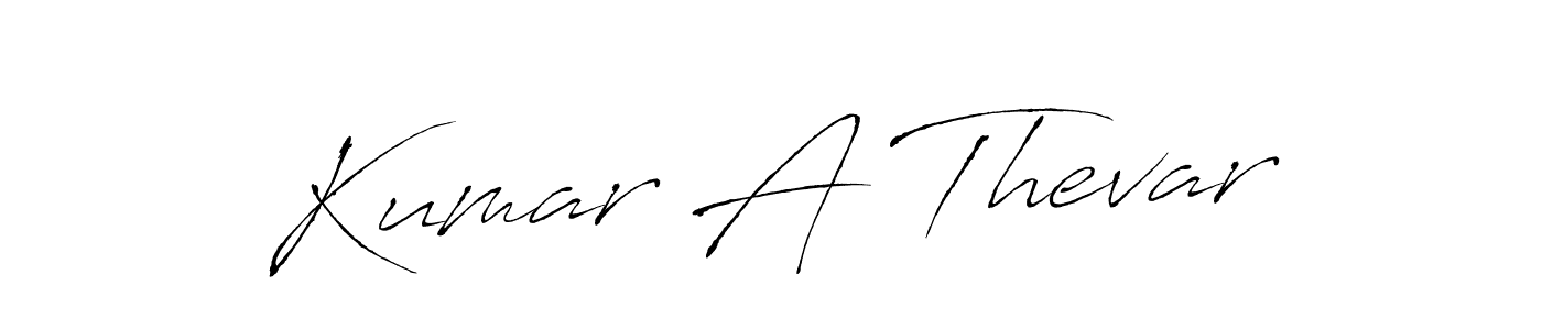 The best way (Antro_Vectra) to make a short signature is to pick only two or three words in your name. The name Kumar A Thevar include a total of six letters. For converting this name. Kumar A Thevar signature style 6 images and pictures png