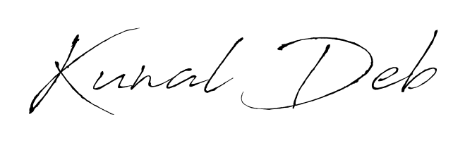 Upgrade your professional image with Kunal Deb signature created with Antro_Vectra font. Fast, free, and watermark-free download. Kunal Deb signature style 6 images and pictures png
