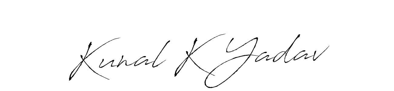 This is the best signature style for the Kunal K Yadav name. Also you like these signature font (Antro_Vectra). Mix name signature. Kunal K Yadav signature style 6 images and pictures png