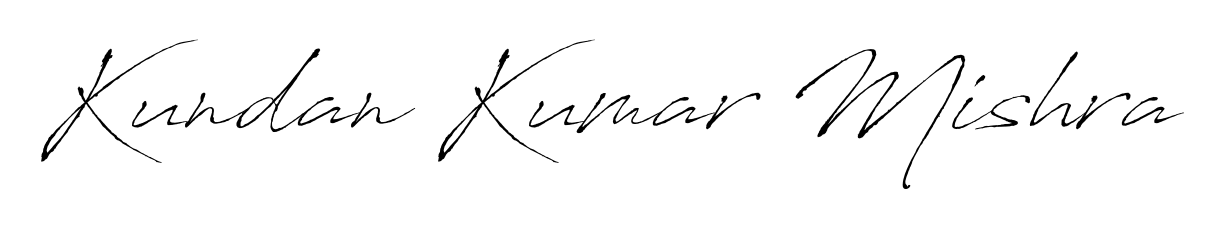 The Antro_Vectra handwriting style adds charm and authenticity to name Kundan Kumar Mishra. A wonderful choice for personal thank-you notes. Kundan Kumar Mishra signature style 6 images and pictures png