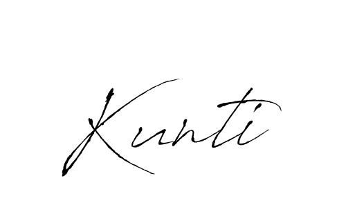 Design your own signature with our free online signature maker. With this signature software, you can create a handwritten (Antro_Vectra) signature for name Kunti. Kunti signature style 6 images and pictures png