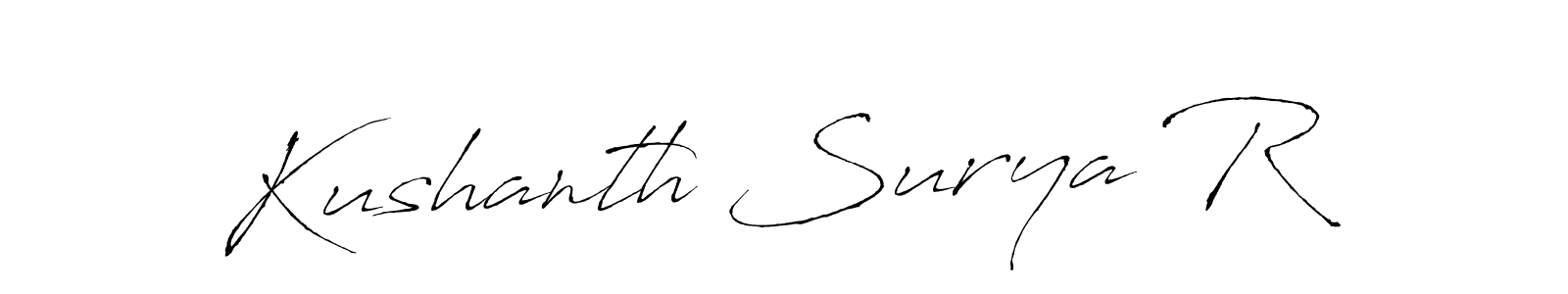 How to make Kushanth Surya R name signature. Use Antro_Vectra style for creating short signs online. This is the latest handwritten sign. Kushanth Surya R signature style 6 images and pictures png