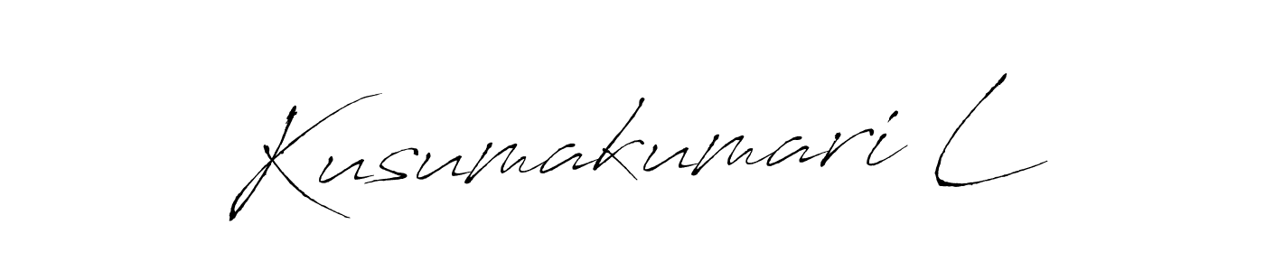 How to make Kusumakumari L name signature. Use Antro_Vectra style for creating short signs online. This is the latest handwritten sign. Kusumakumari L signature style 6 images and pictures png