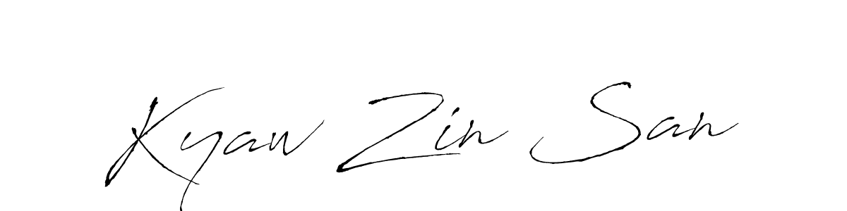 It looks lik you need a new signature style for name Kyaw Zin San. Design unique handwritten (Antro_Vectra) signature with our free signature maker in just a few clicks. Kyaw Zin San signature style 6 images and pictures png