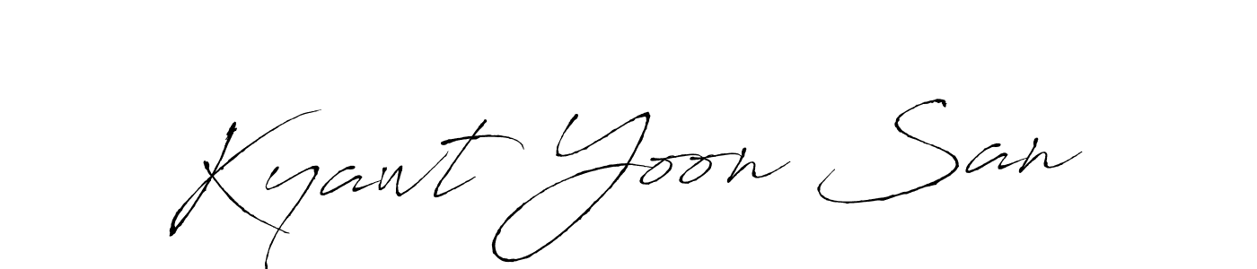 How to make Kyawt Yoon San signature? Antro_Vectra is a professional autograph style. Create handwritten signature for Kyawt Yoon San name. Kyawt Yoon San signature style 6 images and pictures png