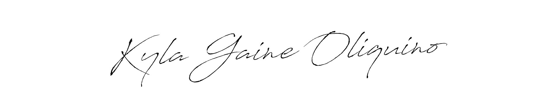 How to make Kyla Gaine Oliquino name signature. Use Antro_Vectra style for creating short signs online. This is the latest handwritten sign. Kyla Gaine Oliquino signature style 6 images and pictures png