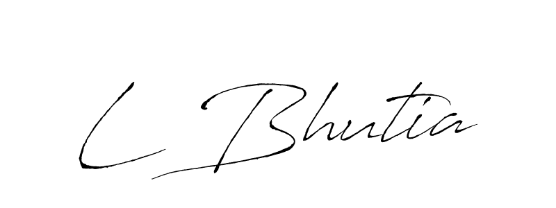 How to make L Bhutia name signature. Use Antro_Vectra style for creating short signs online. This is the latest handwritten sign. L Bhutia signature style 6 images and pictures png